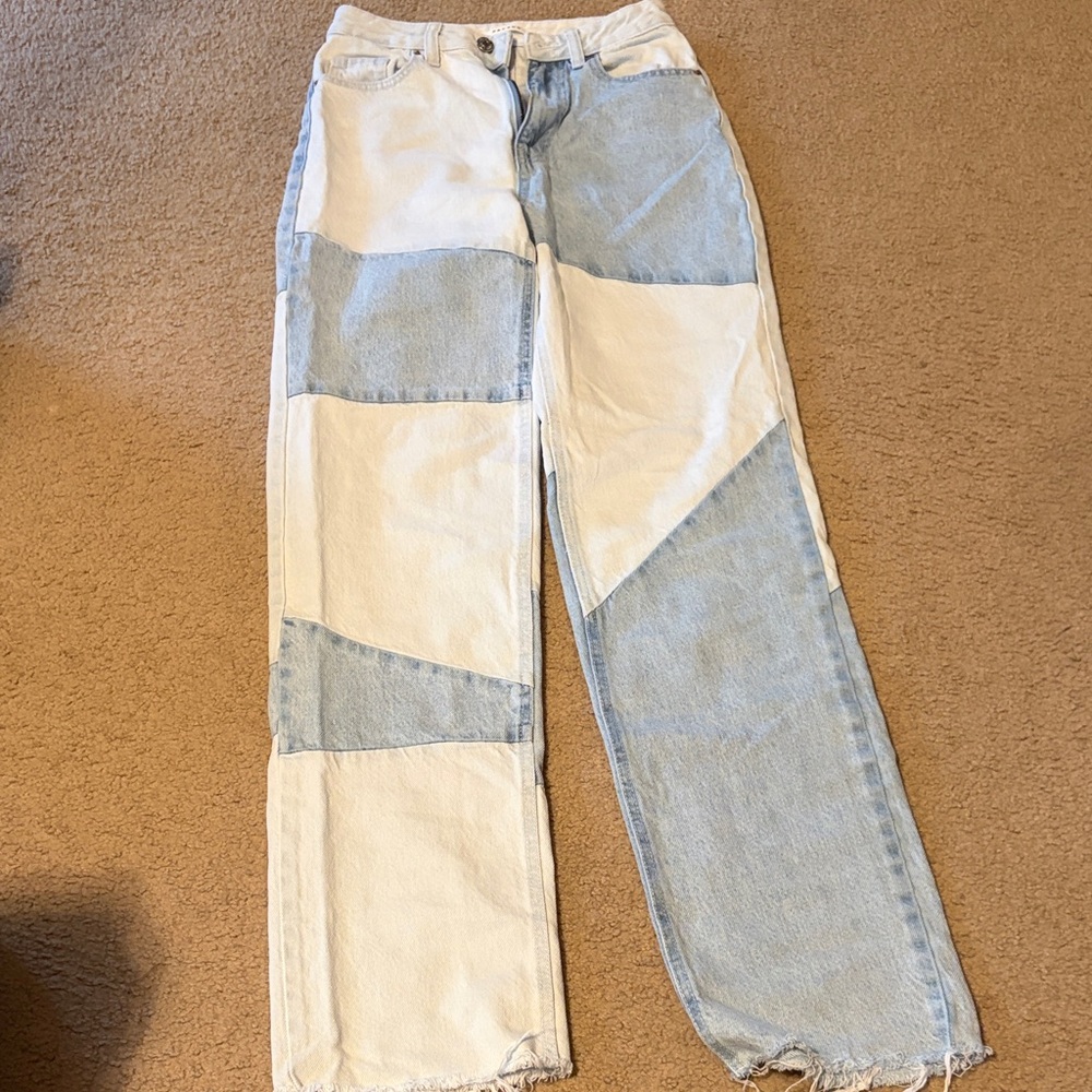 PacSun Two-Tone Light Wash & Light Blue Patchwork 90s Boyfriend Jeans